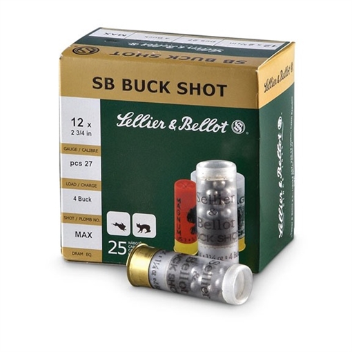 Picture of Sellier & Bellot BUCK SHOT 12 GAUGE 2-3/4'' 1-1/4OZ #00 SHOT 25/BOX SB12BSC