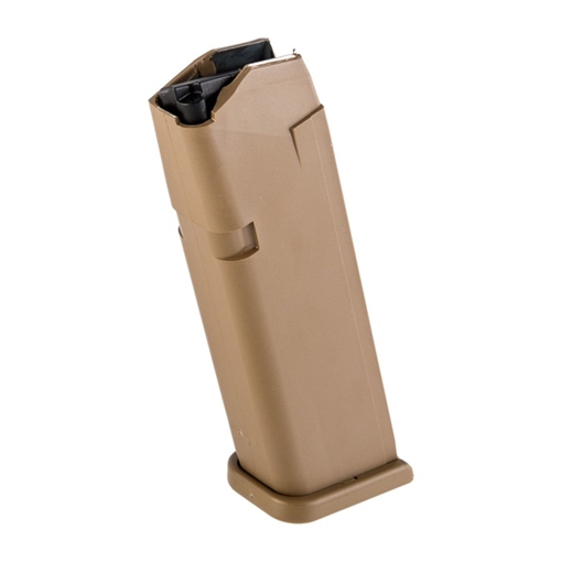 Picture of GLOCK OEM Magazine, 9MM, 17 Rounds, For All Generations of Glock 17/19X/34, Cardboard Style Packaging, Coyote Brown 47487