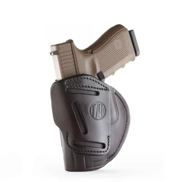 Picture of 1791 Gunleather 4 Way Holster, Leather Belt Holster, Right Hand, Signature Brown, Fits Glock 17 19 22 23 & S&W MP9/MP40/MP45, Size 5 4WH-5-SBR-R 4WH5SBRR