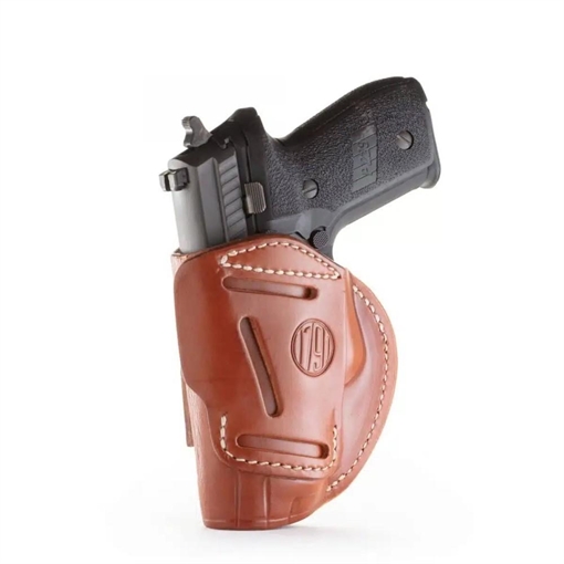 Picture of 1791 Gunleather 4-Way IWB/OWB Size 06 Classic Brown Leather Belt Clip Compatible w/ Glock 17/Ruger American Pistol Right Hand 4WH6CBRR