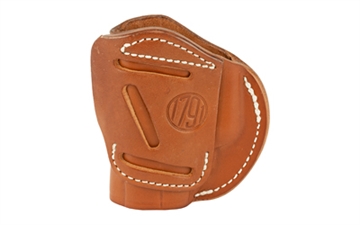 Picture of 1791 Gunleather 4-Way IWB/OWB Size 03 Classic Brown Leather Belt Clip Compatible w/Glock 26/Ruger LC9/S&W M&P Shield 2.0 9/40 Right Hand 4WH3CBRR