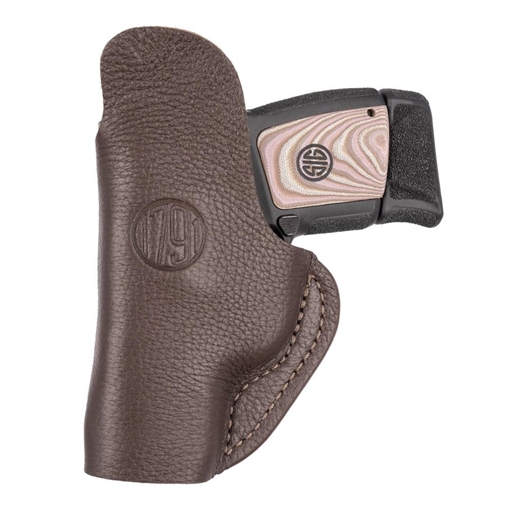 Picture of 1791 Gunleather Fair Chase IWB Size 01 Brown Leather Deer Hide Belt Clip Fits Ruger LCP 380/S&W Bodyguard Left Hand FCD1BRWL