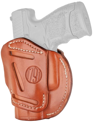 Picture of 1791 Gunleather 3-Way IWB/OWB Size 03 Classic Brown Leather Belt Loop Compatible w/ Glock 26 Compatible w/ Ruger LC9 Compatible w/ S&W M&P Shield Ambidextrous Hand 3WH3CBRA