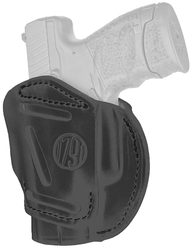 Picture of 1791 Gunleather 3-Way IWB/OWB Size 03 Stealth Black Leather Belt Loop Compatible w/ Glock 26 Compatible w/ Ruger LC9 Compatible w/ S&W M&P Shield Ambidextrous Hand 3WH3SBLA