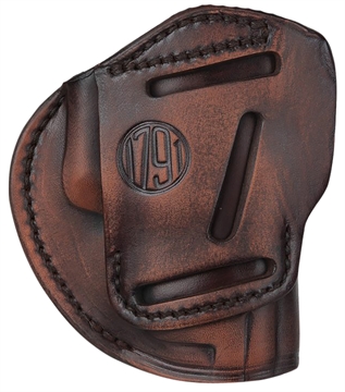 Picture of 1791 Gunleather 3-Way IWB/OWB Size 03 Vintage Leather Belt Loop Fits Ruger LC9 Fits Glock 26 Ambidextrous Hand 3WH3VTGA