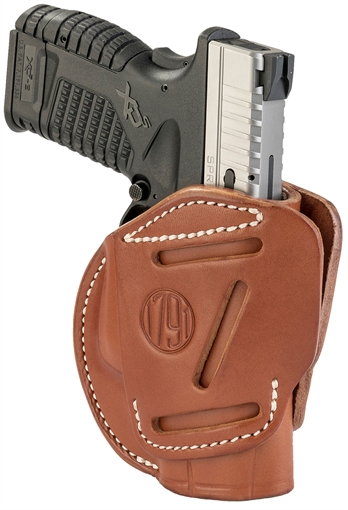 Picture of 1791 Gunleather 3-Way IWB/OWB Size 04 Classic Brown Leather Belt Loop Fits Walther PPS Fits Taurus G2C Fits Springfield XD/XDS Ambidextrous Hand 3WH4CBRA
