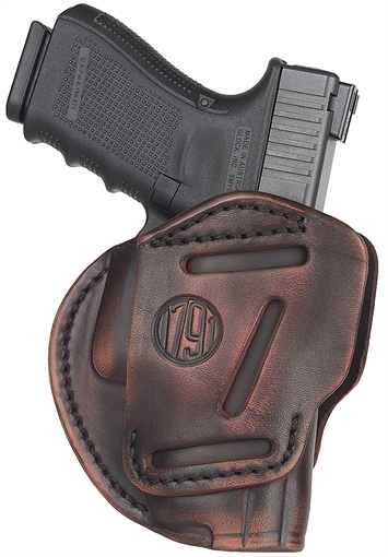 Picture of 1791 Gunleather 3-Way IWB/OWB Size 05 Vintage Leather Belt Loop Fits Glock 17 Fits HK VP9 Fits MP9 Ambidextrous Hand 3WH5VTGA