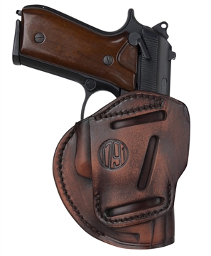 Picture of 1791 Gunleather 3-Way IWB/OWB Size 06 Vintage Leather Belt Loop Fits Beretta 92 Fits Walther PPQ Fits Sig P320 Ambidextrous Hand 3WH6VTGA