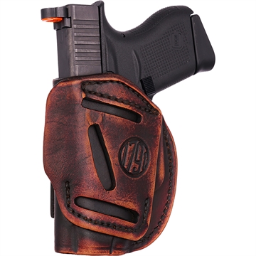 Picture of 1791 Gunleather 4-Way IWB/OWB Size 03 Vintage Leather Belt Clip Compatible w/Glock 26/Ruger LC9/S&W M&P Shield/2.0 9/40 Right Hand 4WH3VTGR