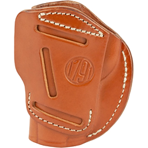 Picture of 1791 Gunleather 4-Way IWB/OWB Size 04 Classic Brown Leather Belt Clip Compatible w/Glock 26/Springfield XD/XDS/S&W Shield Plus Right Hand 4WH4CBRR