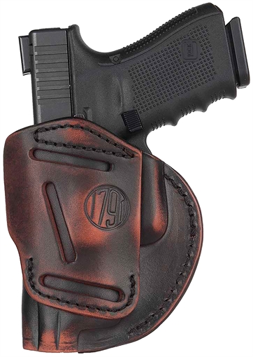 Picture of 1791 Gunleather 4-Way IWB/OWB Size 05 Vintage Leather Belt Clip Compatible w/Glock 17/Springfield XD/S&W M&P/HK VP9 Right Hand 4WH5VTGR