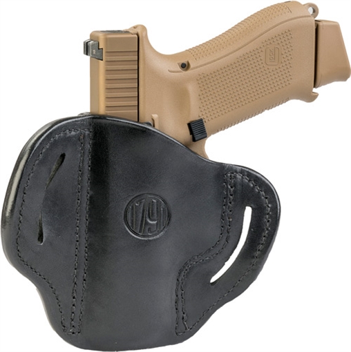 Picture of 1791 Gunleather BH2.1 OWB Size 2.1 Black/Brown Leather Belt Slide Compatible w/Glock 17/S&W M&P Shield/Springfield XD Right Hand BH21BLBR