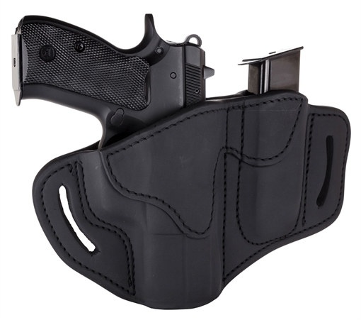 Picture of 1791 Gunleather BH2.1M1.2 Combo OWB 2.1 Stealth Black Leather Belt Slide Fits S&W M&P Shield/Springfield XD/Glock 17 BH21M12SBLR