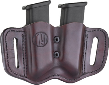 Picture of 1791 Gunleather MAG-F Double Mag Holster Signature Brown Leather Belt Slide Compatible w/ Double Stack Ambidextrous MAGF22SBRA