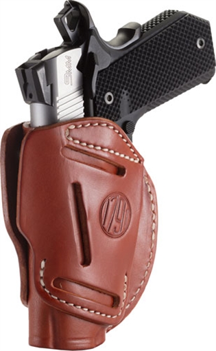 Picture of 1791 Gunleather 3-Way IWB/OWB Size 01 Classic Brown Leather Belt Loop Fits 1911 3-4" Ambidextrous Hand 3WH1CBRA