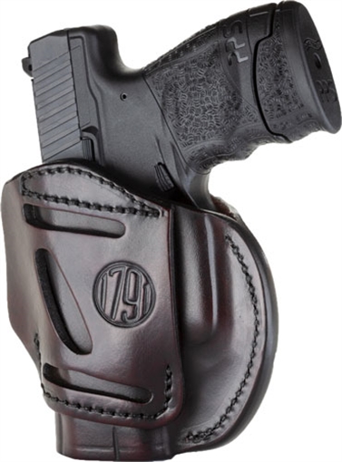 Picture of 1791 Gunleather 3-Way IWB/OWB Size 03 Signature Brown Leather Belt Loop Compatible w/ Glock 26 Compatible w/ Ruger LC9 Compatible w/ S&W M&P Shield Ambidextrous Hand 3WH3SBRA