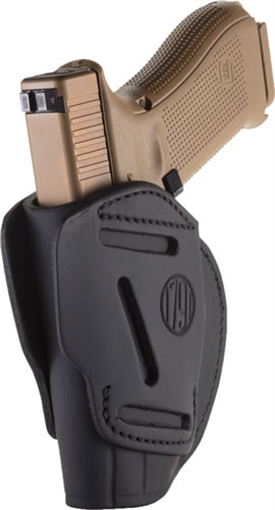 Picture of 1791 Gunleather 3-Way IWB/OWB Size 05 Stealth Black Leather Belt Loop Compatible w/ Glock 17 Compatible w/ Springfield XD Compatible w/ S&W M&P Compatible w/ HK VP9 Ambidextrous Hand 3WH5SBLA