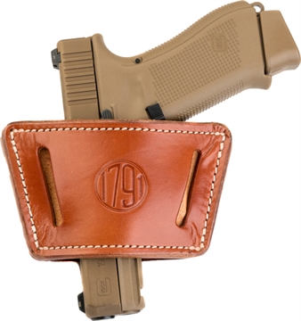 Picture of 1791 Gunleather UIW Max IWB/OWB Classic Brown Leather Belt Clip Fits Most Mid-Large Frame Autos with Rail, Laser & Light Ambidextrous UIWXCBRA