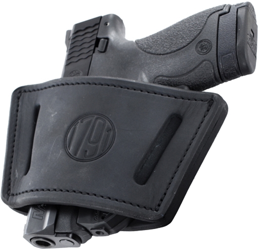 Picture of 1791 Gunleather UIW IWB/OWB Black Leather Belt Clip Fits Most Small-Mid Frame Autos Ambidextrous UIWSBLA