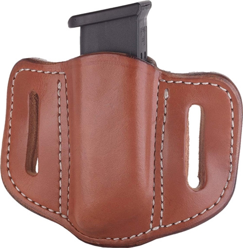 Picture of 1791 Gunleather MAG1.2 Single Mag Holster Classic Brown Leather Belt Slide Compatible w/ Double Stack Ambidextrous MAG12CBRA
