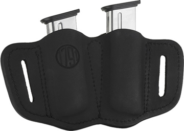 Picture of 1791 Gunleather MAG2.1 Double Mag Holster Stealth Black Leather Belt Slide Belts 1.50" Wide Compatible w/ Single Stack Ambidextrous MAG21SBLA