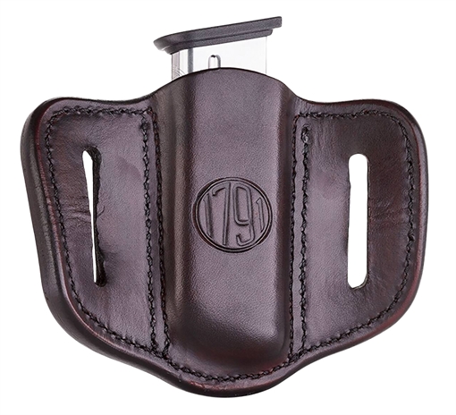Picture of 1791 Gunleather MAG1.1 Single Mag Holster Signature Brown Leather Belt Slide Compatible w/ Single Stack Ambidextrous MAG11SBRA