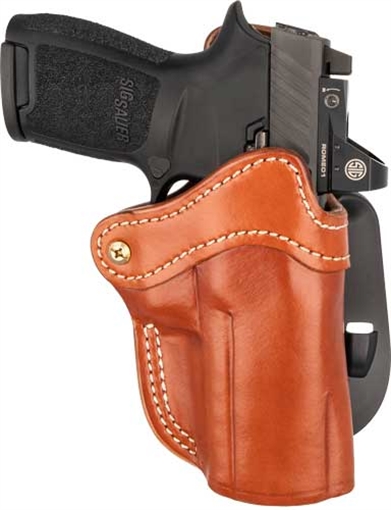 Picture of 1791 Gunleather BH2.4 Optic Ready OWB 2.4 Classic Brown Leather Paddle Fits Walther PPQ/Sig P320/Springfield XD-M ORPDH24CBRR