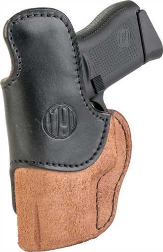 Picture of 1791 Gunleather RCH IWB Size 03 Black/Brown Leather Belt Clip Compatible w/Ruger LC9/1911/Glock 43/43X Right Hand RCH3BLBR