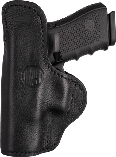 Picture of 1791 Gunleather Ultra Custom IWB Size 04 Night Sky Black Leather Belt Clip Compatible w/Glock 17/S&W M&P Shield/Springfield XD Right Hand UCH4NSBR