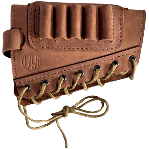 Picture of 1791 Gunleather Butt Cuff Ammo Holder Hunt Brown Leather Capacity 5 Shells "Creep Stop" Strap Mount HNTBAMRBRWR