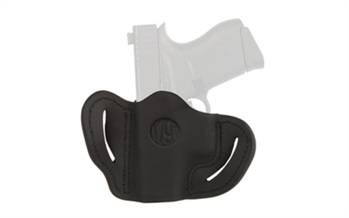 Picture of 1791 Gunleather BHC Optic Ready OWB Compact Stealth Black Leather Belt Slide Compatible w/Glock 43/Sig P365/Walther PPK Right Hand Includes Belt Clip ORBHCSBLR