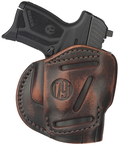 Picture of 1791 Gunleather 3-Way IWB/OWB Size 04 Vintage Leather Belt Loop Fits Springfield XD Fits Walther PPS Fits Springfield XDS Fits Taurus G2C Ambidextrous Hand 3WH4VTGA