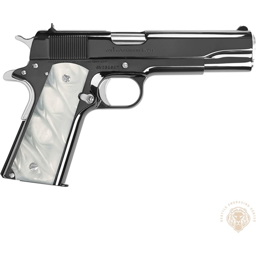 Picture of 1911 GOV CLASSIC CUSTOM 45 ACP BLACK CHROME SEMI-AUTO HANDGUN SEC-COLT BLACK -