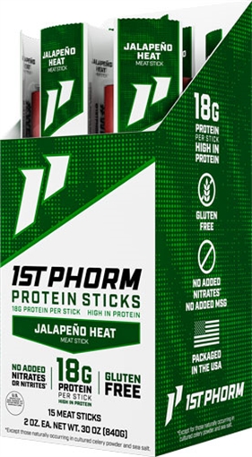 Picture of 1ST PHORM PROTEIN BEEF STICKS JALEPENO HEAT 15 STICKS 1P29293
