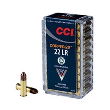 Picture of CCI Copper-22 Rimfire Ammunition .22 LR 21 gr CHP 1850 fps 50/ct 925CC