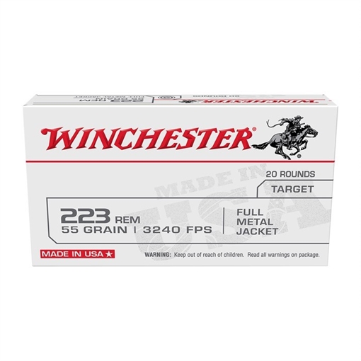 Picture of Winchester 223 REMINGTON 55GR FULL METAL JACKET 20/BOX USA223R1KY
