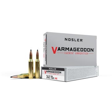 Picture of Nosler Nosler Varmageddon Rifle Ammunition 243 Win. 70 gr. VG FBT 20 rd. 61029