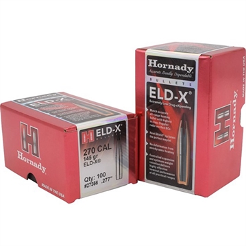 Picture of Hornady ELD-X 270 Cal .277 145 gr Extremely Low Drag eXpanding 100 Per Box/ 15 Case 27356