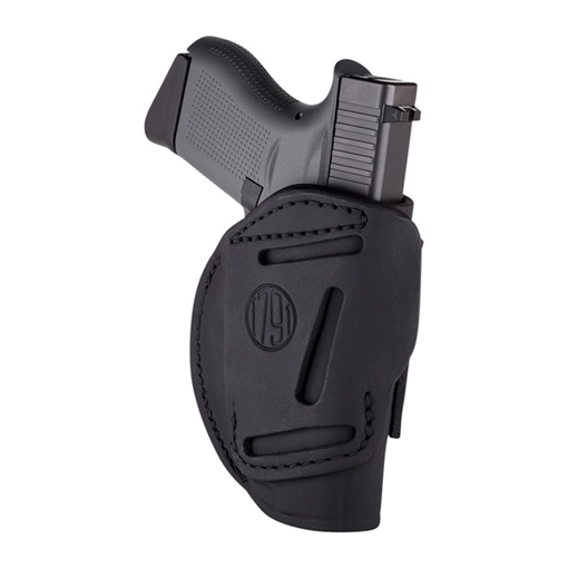 Picture of 1791 Gunleather 4 Way Holster, Leather Belt Holster, Right Hand, Stealth Black, Fits Glock 17 19 22 23 & S&W MP9/MP40/MP45, Size 5 4WH-5-SBL-R 4WH5SBLR