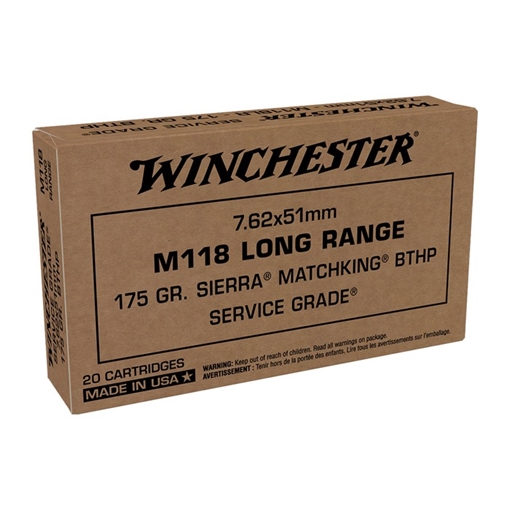 Picture of Winchester M118 Long Range Rifle Ammo 7.62x51 175 gr. Sierra SGM118LRW