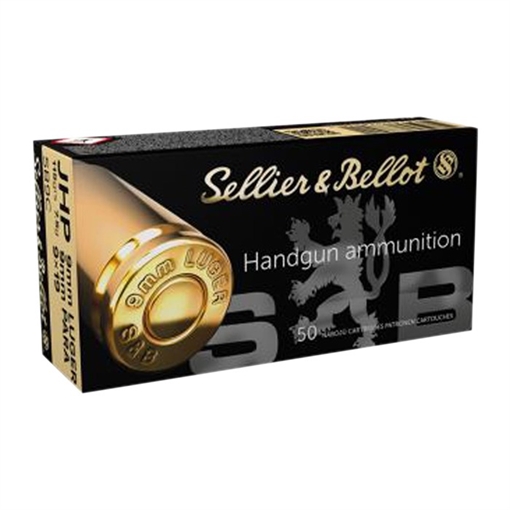 Picture of Sellier & Bellot 9MM LUGER 115GR JACKETED HOLLOW POINT 50/BOX SB9C
