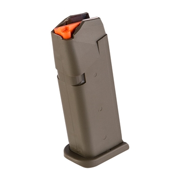 Picture of GLOCK OEM Magazine, 9MM, 15 Rounds, For GLOCK 19, Cardboard Style Packaging, Orange Follower, Olive Drab Green 47460