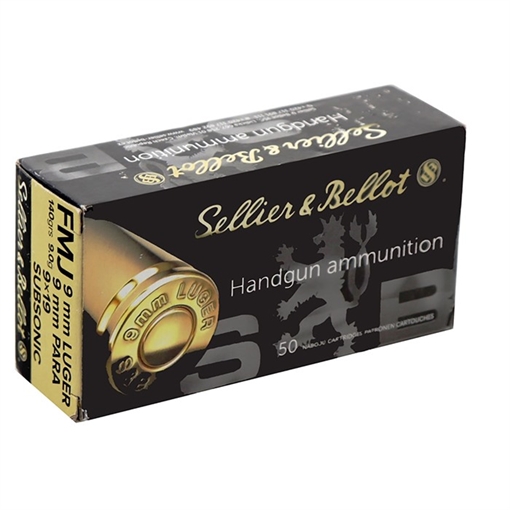 Picture of SELLIER & BELLOT 9MM LUGER SUBSONIC 140GR FMJ 50RD BOX 20 BOXES PER CASE SB9SUBA