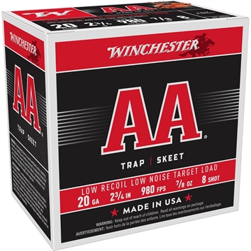 Picture of AA LOW RECOIL LOW NOISE 20 GAUGE 2-3/4'' #8 SHOT SHOTGUN AMMO 105054096 -
