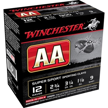 Picture of Winchester Ammo AA Super Sport Sporting Clay 12Gauge 2.75" 1 1/8oz 9Shot 25 Per Box/10 Case AASC129