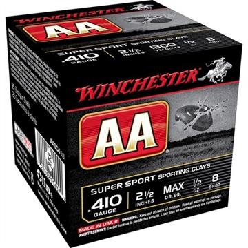 Picture of Winchester Ammo AA Super Sport Sporting Clay 410Gauge 2.50" 1/2oz 8Shot 25 Per Box/10 Case AASC418