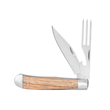 Picture of ABKT Cattleman Chuckwagon Trapper Knife 3-1/4" Blade with Fork Blade Zebrawood CC0094ZW