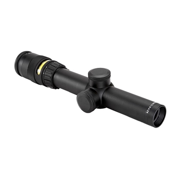 Picture of Trijicon AccuPoint Black Hardcoat Anodized 1-4x 24mm 30mm Tube Illuminated Amber Triangle Post Reticle 200052