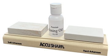 Picture of AccuSharp Whetstone Combo Kit Fine, Coarse Natural Arkansas Stone Sharpener Includes Honing Oil 023C