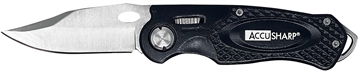 Picture of AccuSharp Sport 3" Folding Plain Stainless Steel Blade/Black Anodized Aluminum Handle Includes Belt Clip 703C